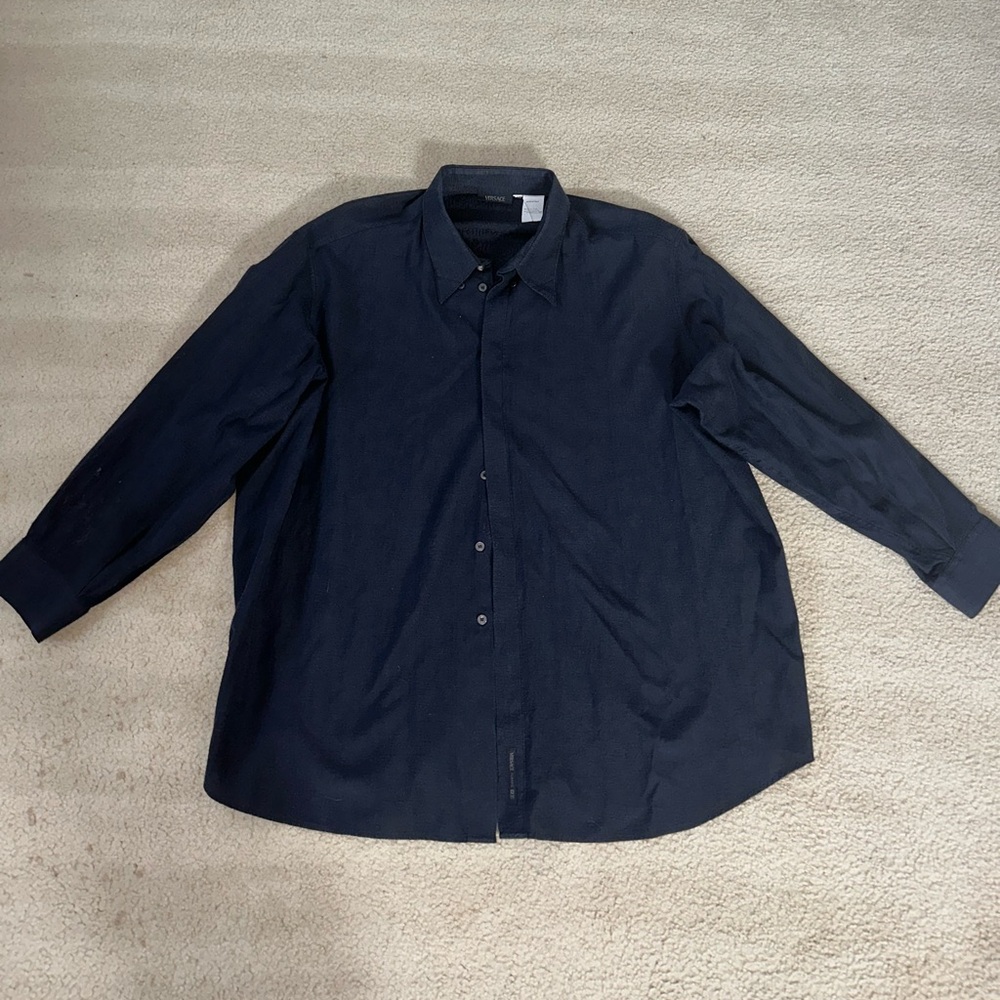 Men’s 2XB black Versace classic V2 long sleeve button down